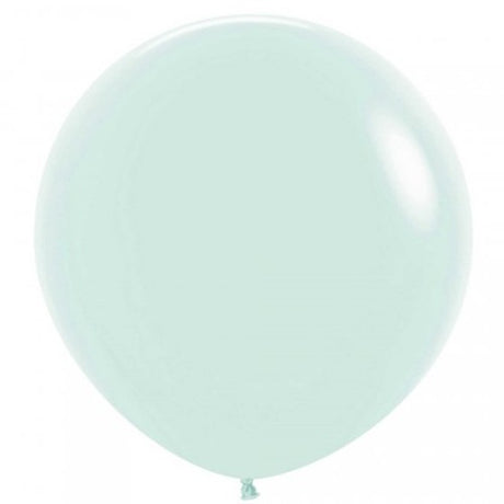 Pack of 3 elegant 60cm pastel matte green latex balloons for stylish celebrations and versatile decorations.