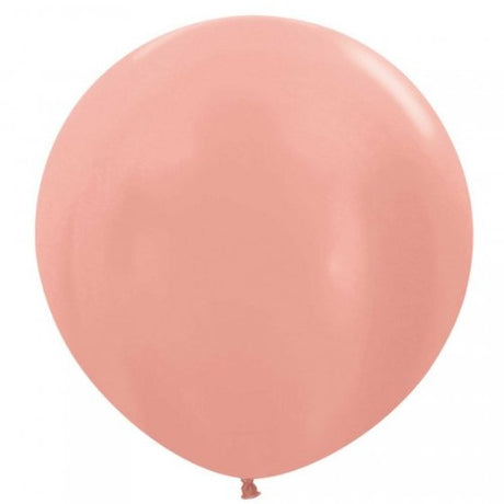 Pack of 3 Sempertex 60cm metallic rose gold latex balloons for elegant celebrations and eye-catching decor.