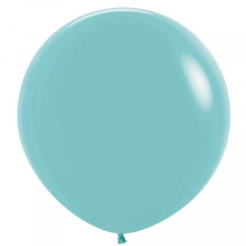 Pack of 3 Sempertex 60cm Aquamarine latex balloons, perfect for festive decor and celebrations.