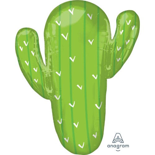 Supershape XL Cactus Foil Balloon, 63cm x 78cm, vibrant design perfect for celebrations and themed parties.