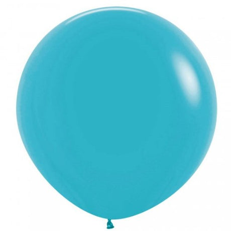 Pack of 3 Sempertex 60cm Caribbean Blue latex balloons, ideal for vibrant party decor and celebrations.