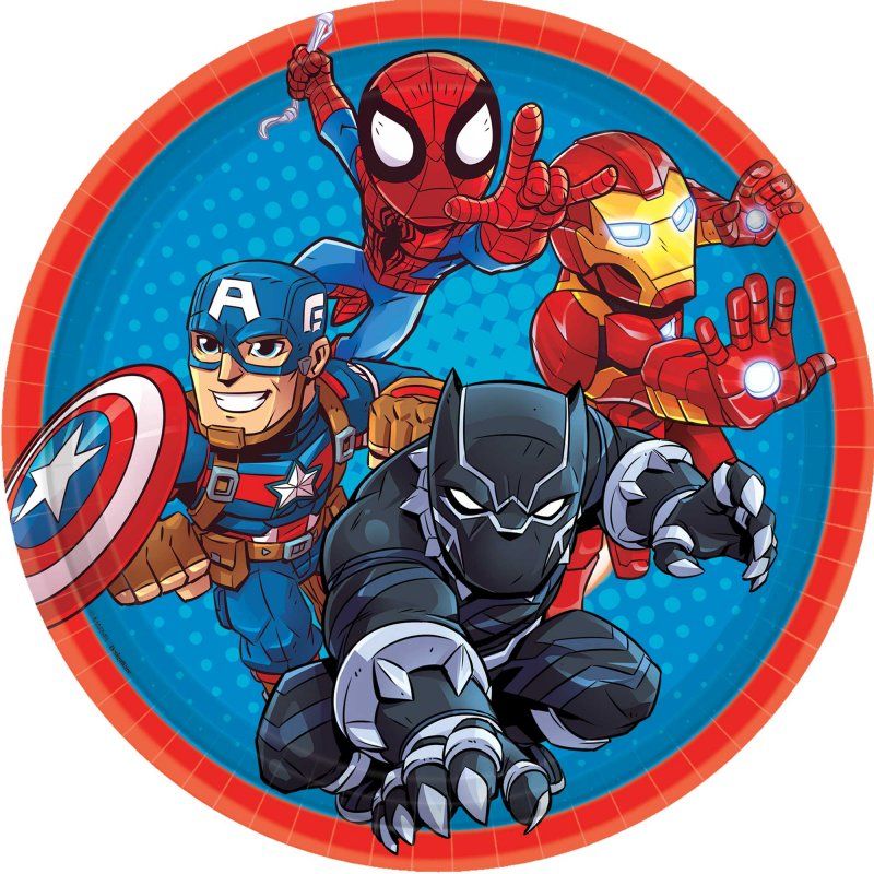 "Marvel Super Hero Adventure 7""/17.7cm Round Plates (Pack of 8)