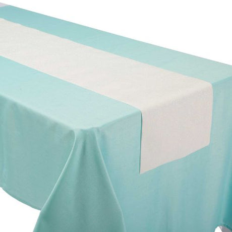 Iridescent linen table runner measuring 33cm x 1.82m, perfect for adding glamour to any dining occasion.