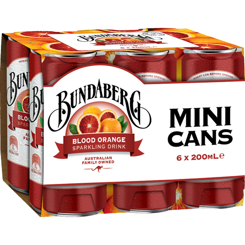Bundaberg Blood Orange Sparkling Drink Mini Cans 6 x 200ml