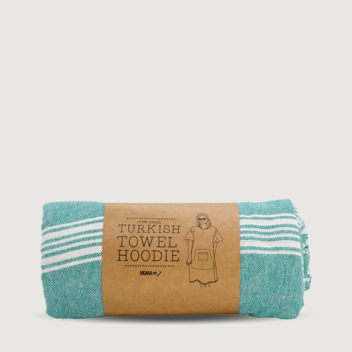 Moana Road - Turkish Towel Hoodie - Aqua Striped - 2 units