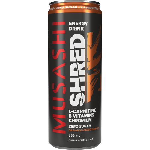 Musashi Orange & Mango Shred Energy Drink 12 x 355ml