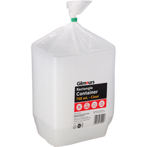 Gilmours Rectangle Container 750ml 50pk