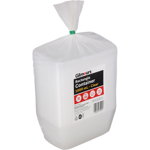 Gilmours Rectangle Container 1000ml 50pk