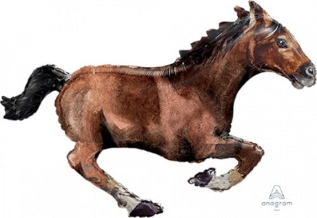 Supershape Galloping Horse foil balloon, 101cm x 63cm, self-sealing design ideal for parties and celebrations.