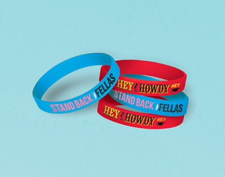 Colorful Toy Story 4 rubber bracelets featuring iconic characters, perfect for party favors and keepsakes. Pack of 4.