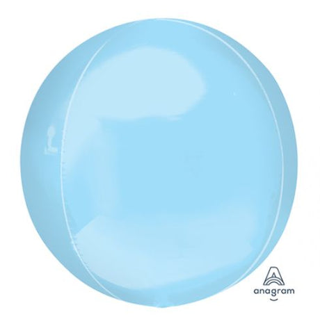 Pastel blue Orbz Balloon XL, 38cm x 40cm, self-sealing foil, perfect for elegant celebrations and eye-catching displays.