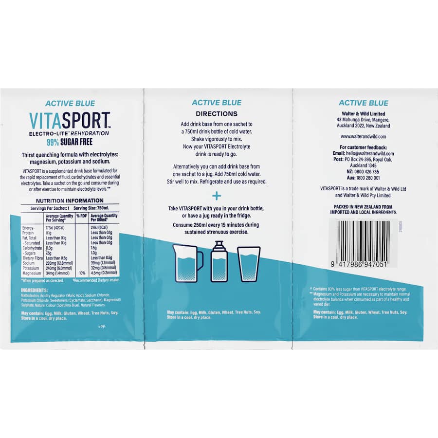Vitasport Active Electrolytes Blue Sugar Free 36g