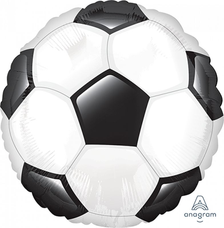 Jumbo 71cm self-sealing foil balloon designed as a soccer ball for celebrations and events.