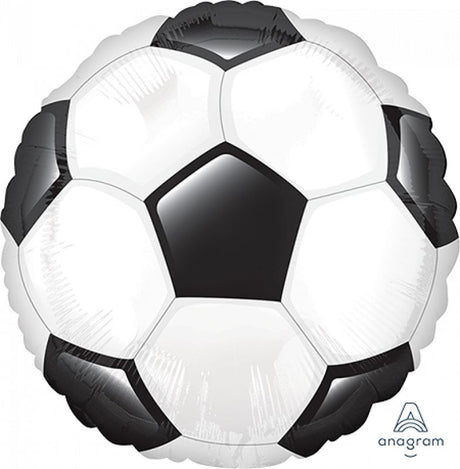 Jumbo 71cm self-sealing foil balloon designed as a soccer ball for celebrations and events.