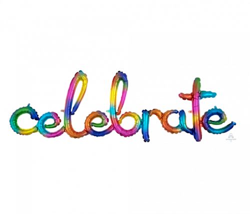 Large Rainbow Splash foil balloon, self-sealing, perfect for air filling and celebrating special occasions.