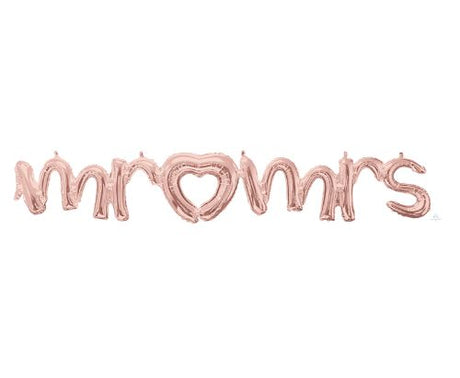 Rose gold foil balloon 'Mr & Mr', 149cm x 25cm, perfect for weddings and celebrations, self-sealing and easy to inflate.