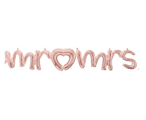Rose gold foil balloon 'Mr & Mr', 149cm x 25cm, perfect for weddings and celebrations, self-sealing and easy to inflate.