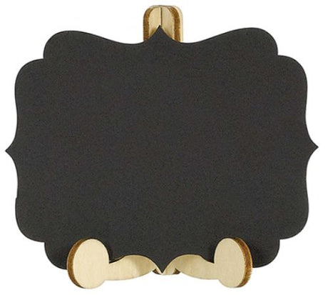 Set of 6 mini wood chalkboard easels, measuring 7.6cm x 8.8cm, perfect for displays at events and home décor.