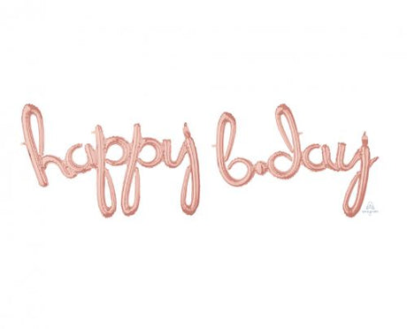 Rose Gold Happy Birthday Foil Balloon, elegant design for stylish birthday parties, self-sealing and air-fill only.