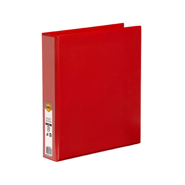 Red Marbig C/View Insert Binder A4 2dr 38mm, features acid-free material, 100% recycled board, and customizable clear overlay.