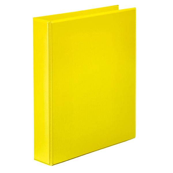 Pack of 12 Marbig A4 yellow binders with customizable covers, durable design, and inside pocket for loose papers.