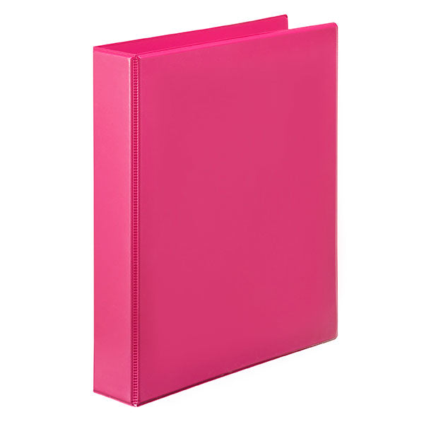 Pack of 12 vibrant pink Marbig C/View A4 binders with 2 rings, acid-free, ideal for organizing documents stylishly.