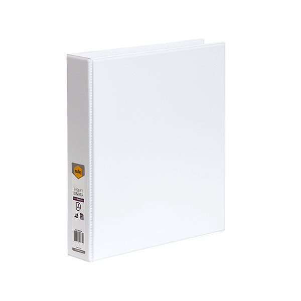 Marbig C/View Insert Binder A4 3-Dr 38mm in white, featuring a clear overlay and eco-friendly construction for organized document storage.