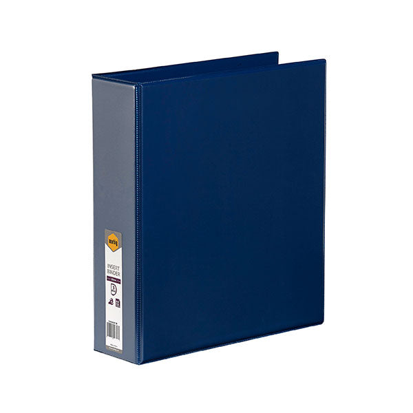 Marbig C/View Insert Binder in blue, A4 size, 50mm spine, featuring a clear overlay and eco-friendly materials for document protection.