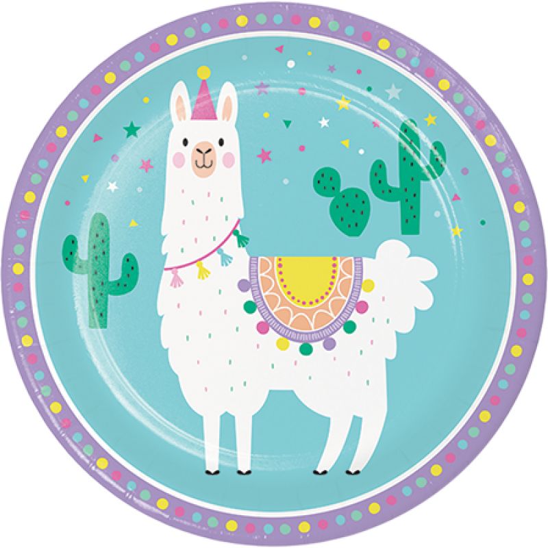 Llama Party Dinner Plates Paper 22cm (Pack of 8)