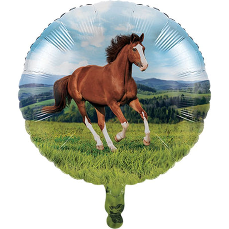 Vibrant 45cm self-sealing Horse and Pony foil balloon, perfect for pony parties and equestrian-themed celebrations.