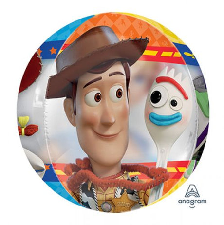 Clear Orbz Balloon featuring Toy Story characters for birthdays and celebrations, adding joy and whimsy to any decor.