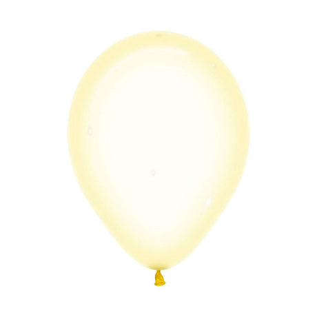 Pack of 100 pastel yellow 30cm balloons, perfect for celebrations and event decor.