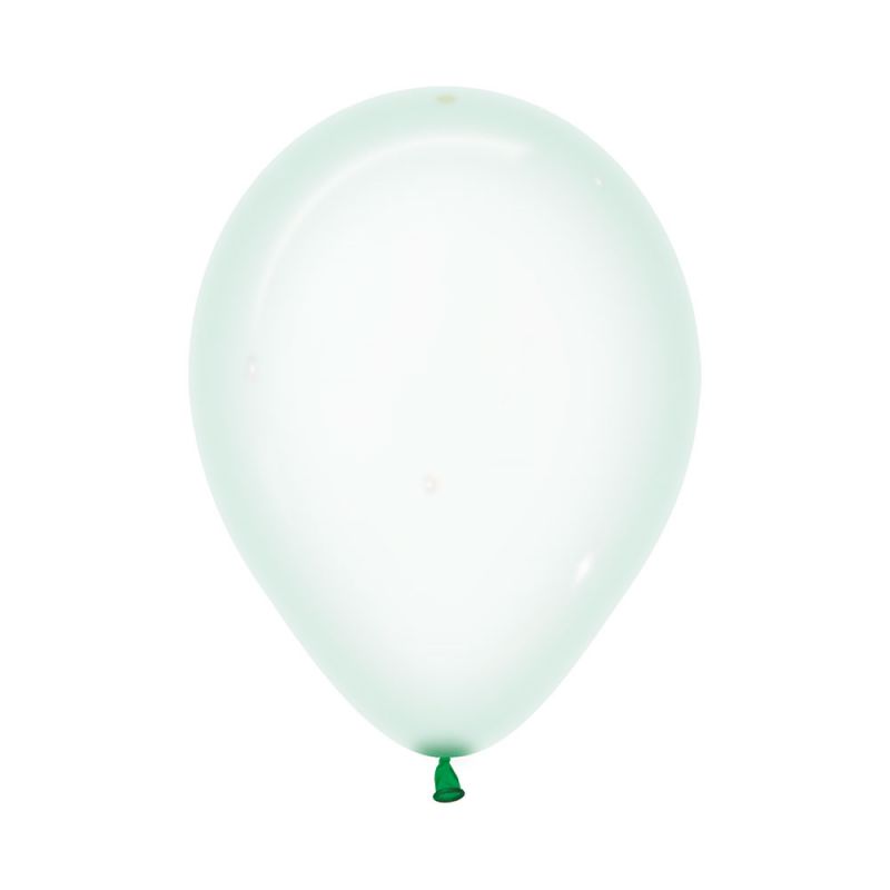 Pack of 100 30cm Crystal Pastel Green balloons, ideal for elegant celebrations and vibrant décor.