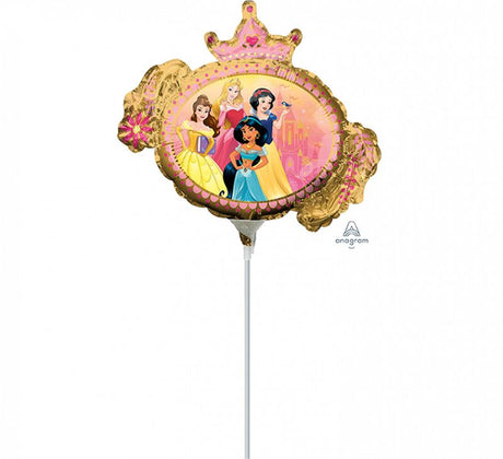 Mini shape foil balloon featuring Disney princesses, perfect for birthday parties and themed events.