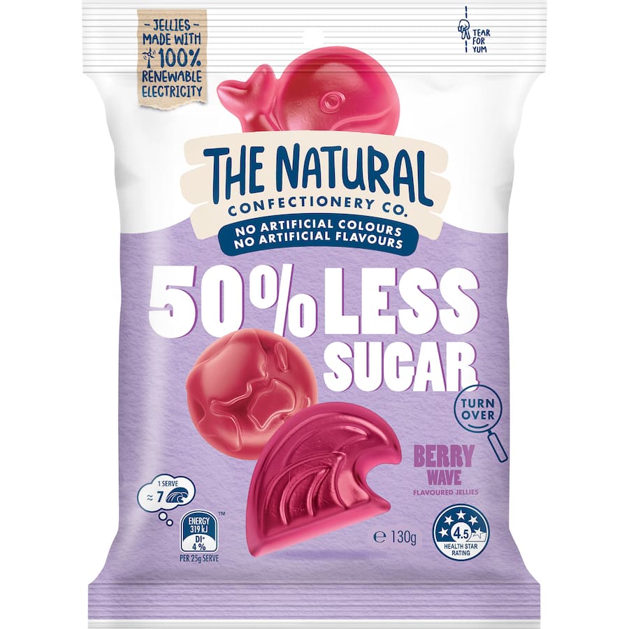 The Natural Confectionery Co. Lollies 50% Less Sugar Berry Wave 130g