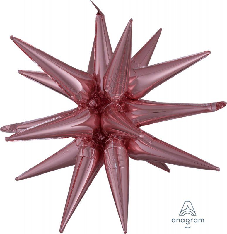 Large rose gold magic star foil balloon, 76cm x 88cm, perfect for celebrations and elegant decor.