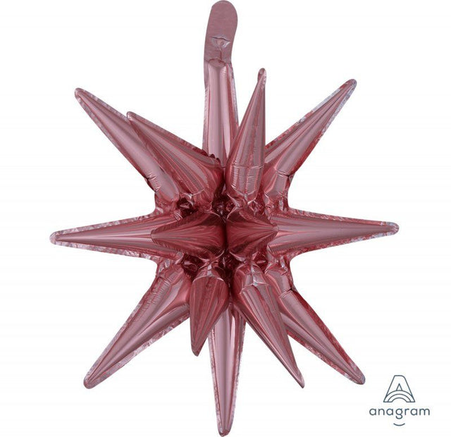 Rose gold supershape star foil balloon, 45cm x 50cm, perfect for elegant celebrations and party decor.