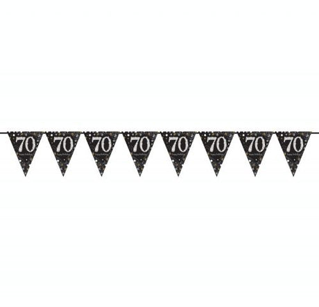 Colorful prismatic pennant bunting measuring 20cm x 4m, perfect for festive celebrations and events.