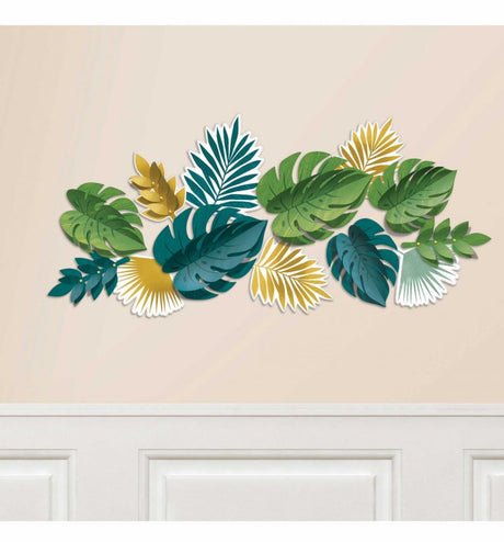 Key West Palm Leaves Wall Decorating Kit showcasing vibrant tropical designs for lively home decor.