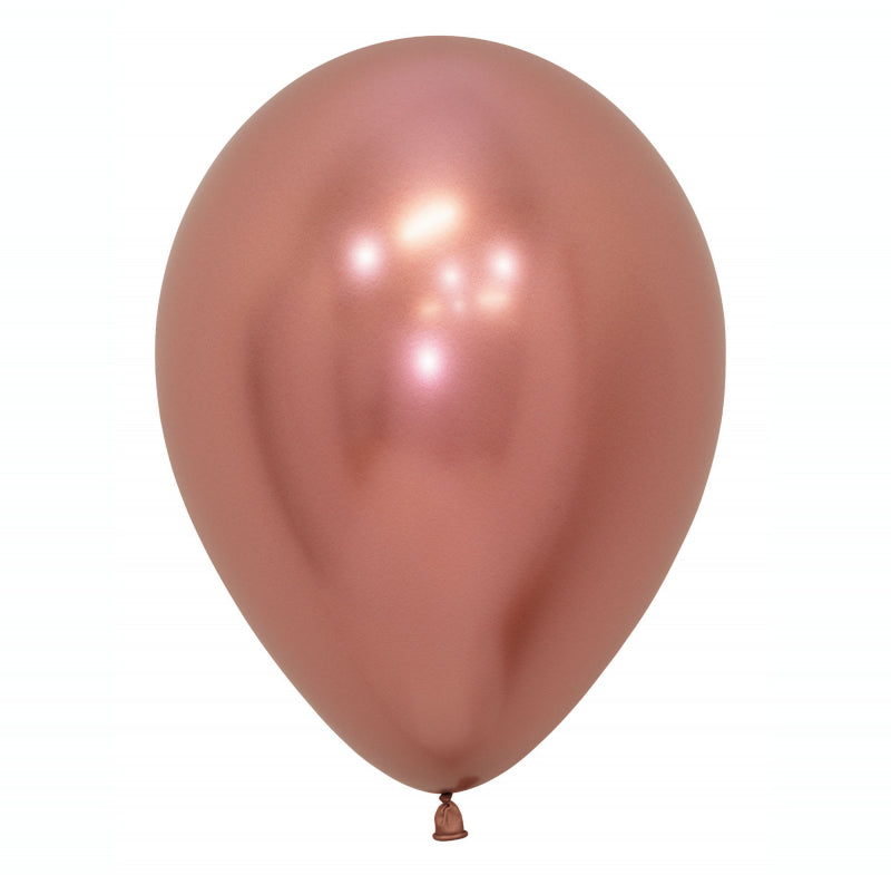 Pack of 50 metallic rose gold latex balloons, 30cm, perfect for elegant party decor and celebrations.