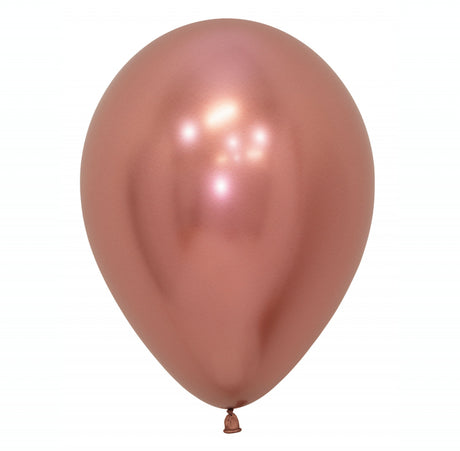 Pack of 50 metallic rose gold latex balloons, 30cm, perfect for elegant party decor and celebrations.