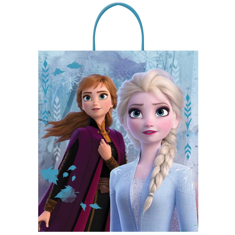 Vibrant Frozen 2 Deluxe Loot Bag featuring Elsa, Anna, and Olaf, perfect for collecting party treats and treasures.