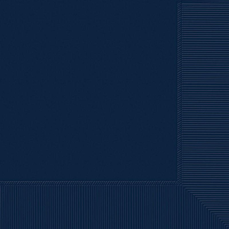 Navy beverage napkins in a 50-pack, 2-ply for durability, perfect for any occasion and stylish table settings.
