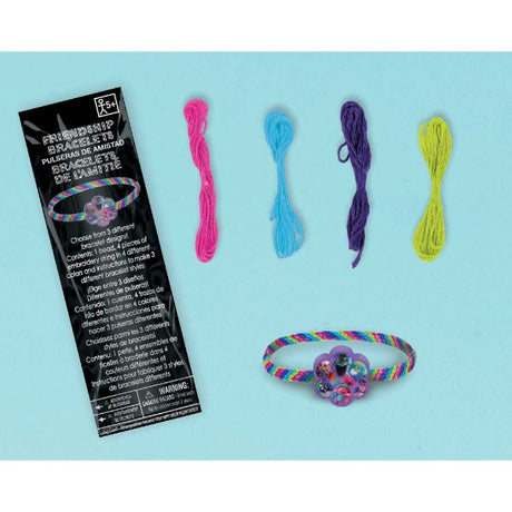 Colorful Trolls World Tour Friendship Bracelets Kit with 4 strings and instructions for creative bracelet-making fun.