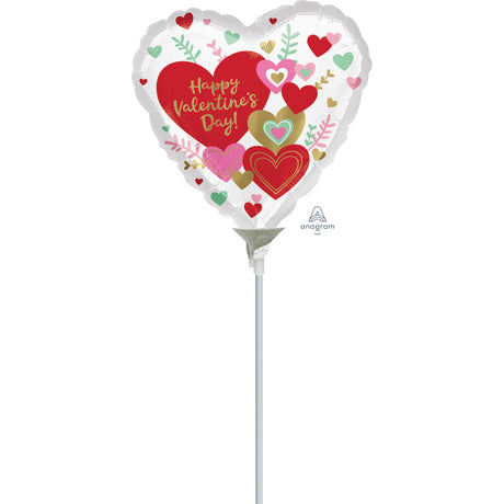 22cm foil balloon with 'Happy Valentine's Day Wishes' messages, perfect for romantic celebrations and gifts.