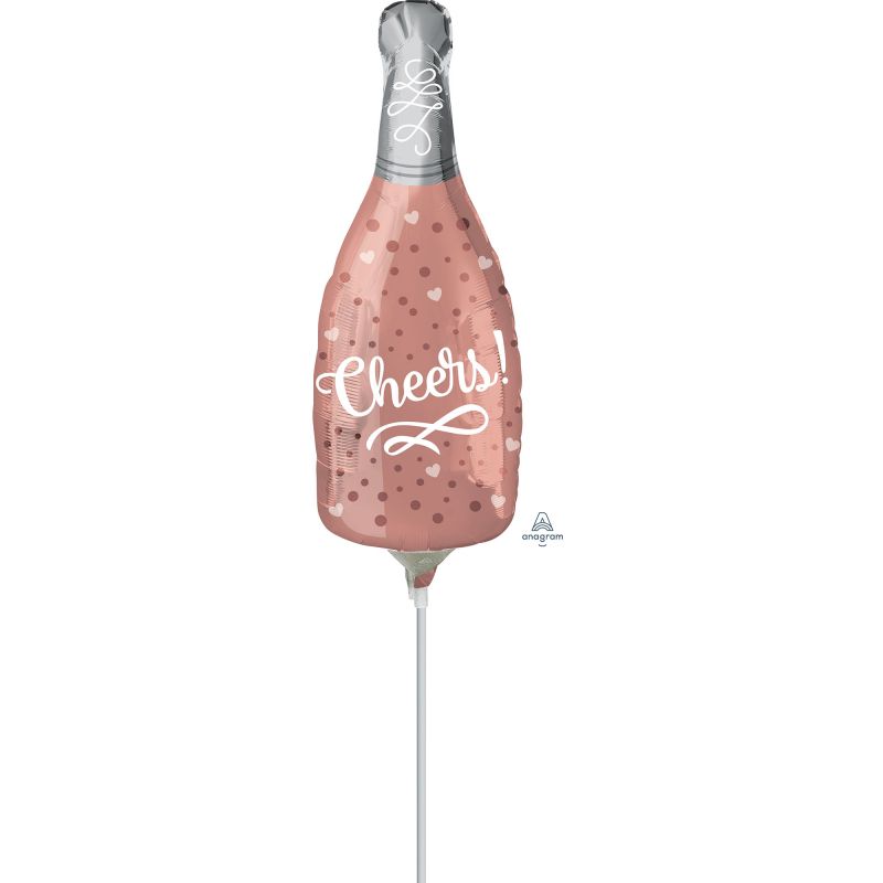 Mini shape foil balloon designed like a rose champagne bottle, perfect for festive celebrations and party decor.