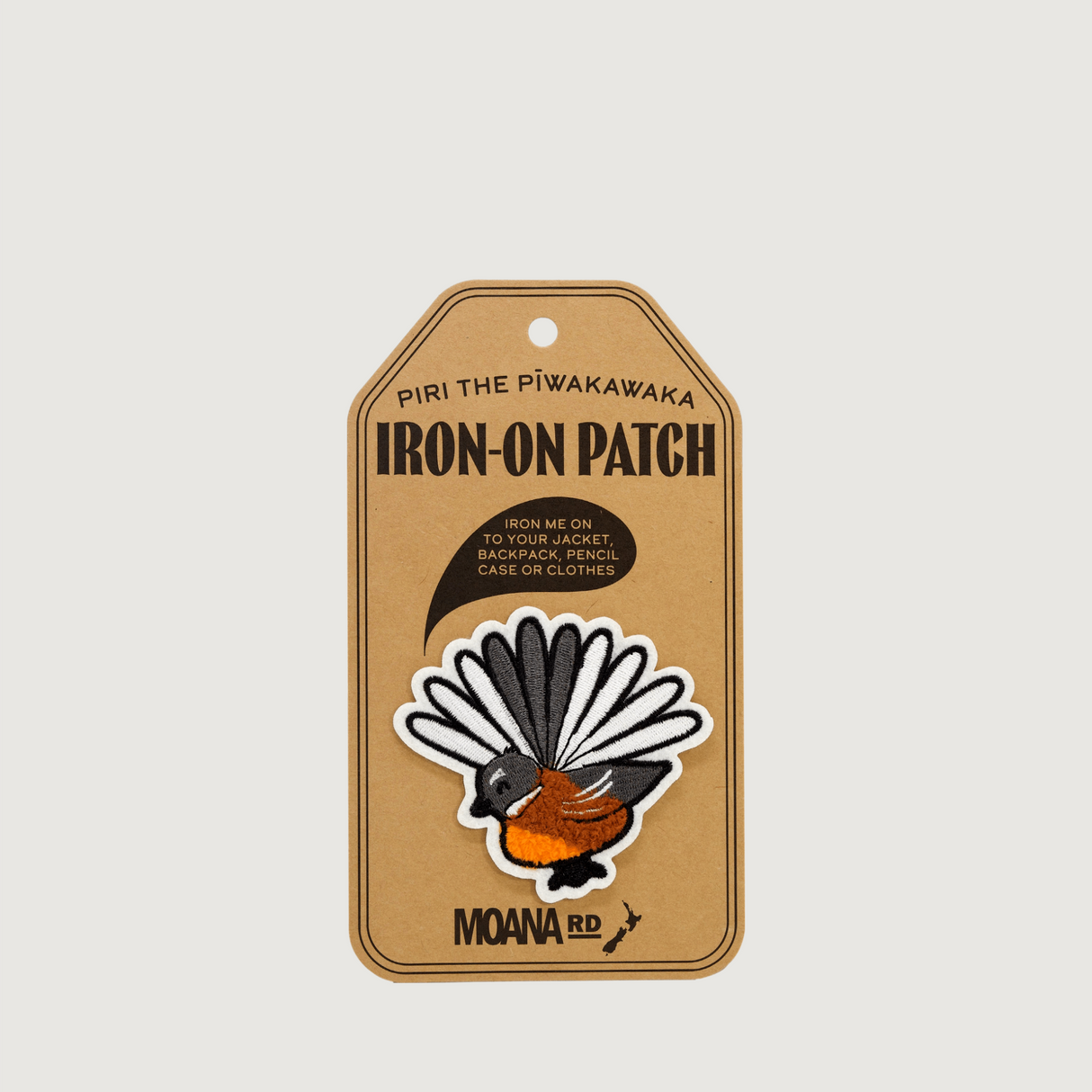 Moana Road - Iron-On Patches - Piri the Piwakawaka - Pack of 6