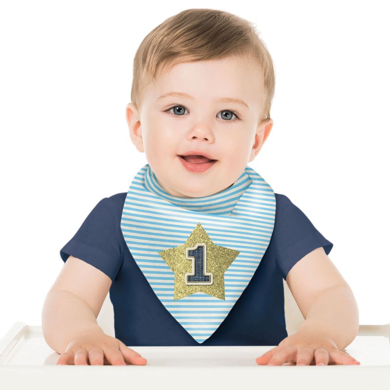 Adorable 1st Birthday Boy Bib, 27cm x 32cm, designed for mess-free and stylish mealtime celebrations.