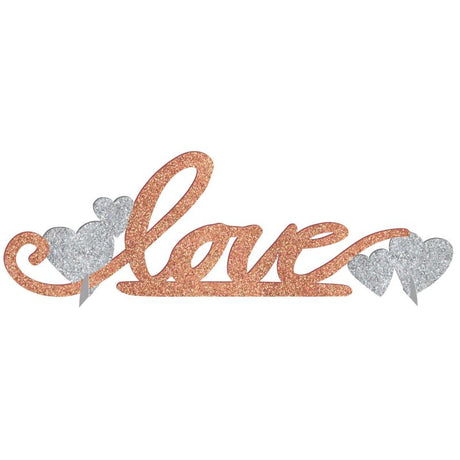 Navy Bride Glittered Love Table Decoration, a stylish centerpiece with sparkling glitter for weddings and bridal events.