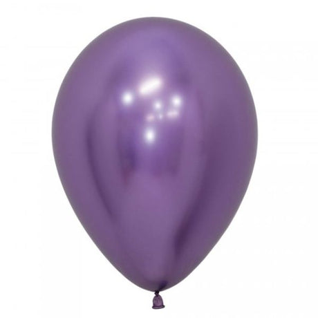 Pack of 50 Sempertex 12cm Metallic Reflex Violet balloons, perfect for elegant celebrations and stunning decorations.